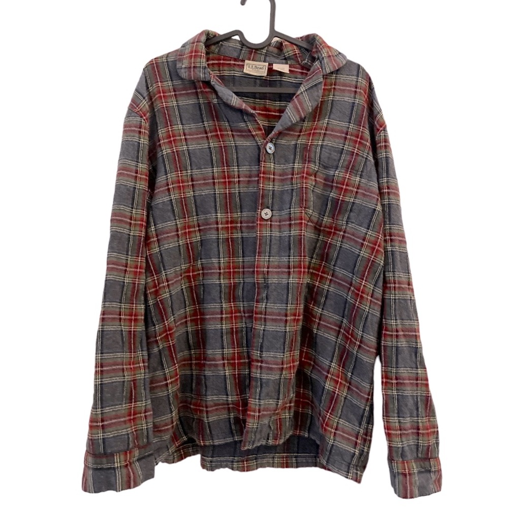 L.L. Bean Scotch Plaid Button Down Flannel‎ Pajama Shirt
